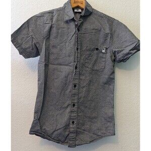 DC Shirt Mens Small S Texture Short Sleeve Button Up Skateboarding Gray (518m)